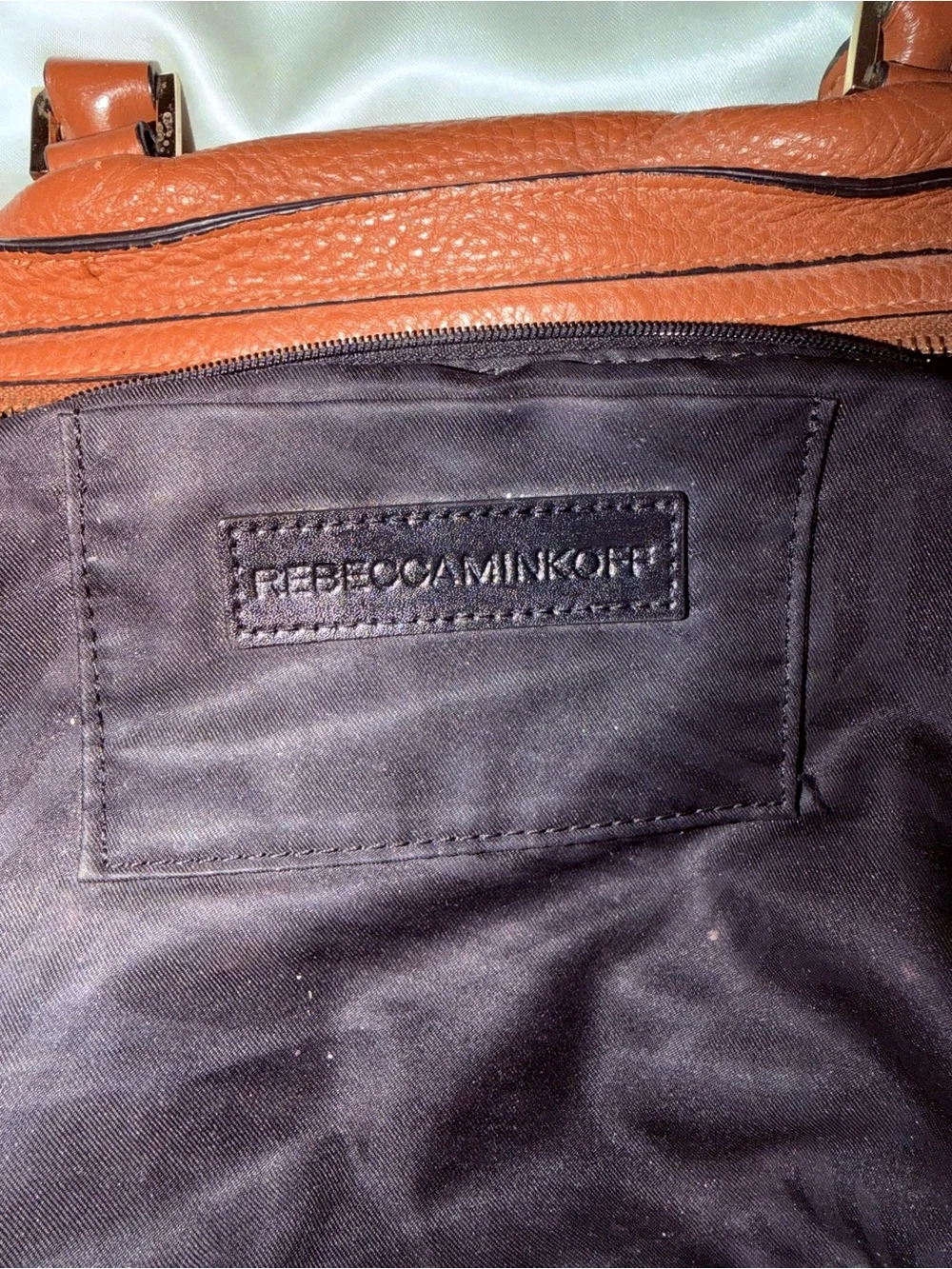 Rebecca Minkoff Cognac Pebbled Leather Satchel with Shoulder Strap